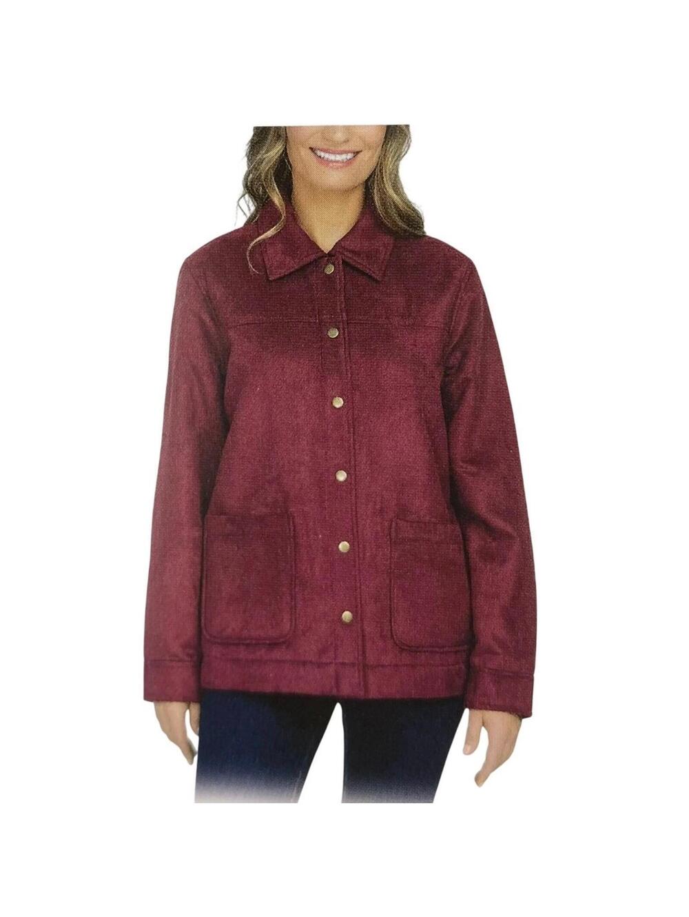 Boston Traders Corduroy Sherpa Jacket Womens XXL Purple Plum outdoor retro EUC